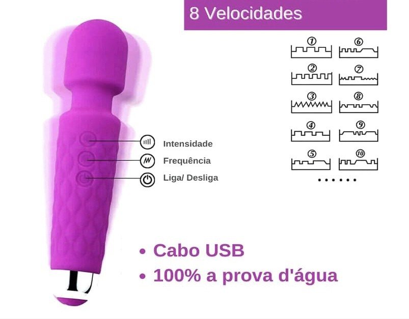 Vibrador varinha mágica , recarregável 