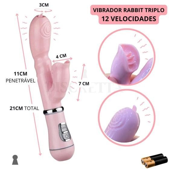 Vibrador Rabbit Triplo 12 velocidades