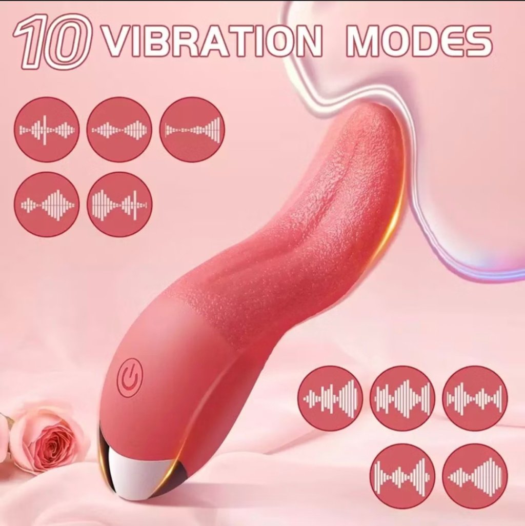 VIBRADOR EM FORMATO DE LINGUAL REALISTA COM 10 MODOS DE VIBRAÇÃO E CARREGAMENTO USB
