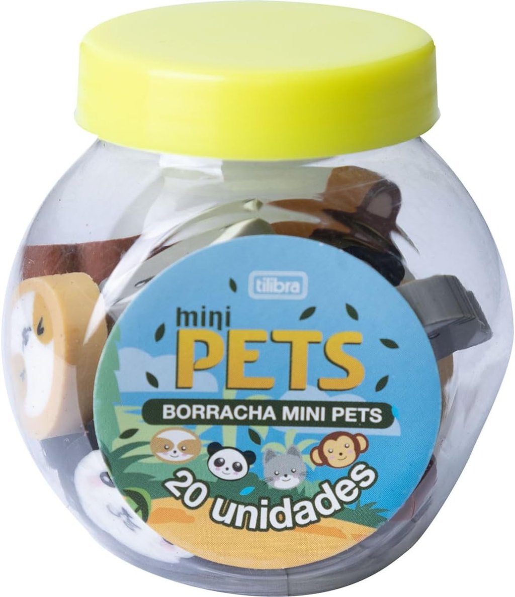 Borracha Mini Pets – pote com 20 unidades