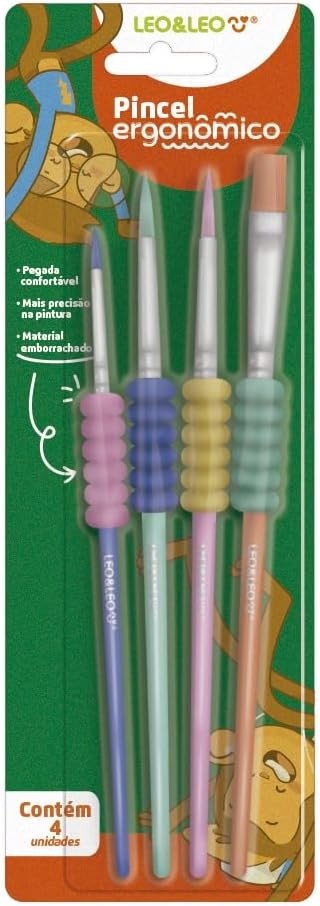 Pincel Ergonômico com Borracha – Leo & Leo (Kit com 4 unidades)