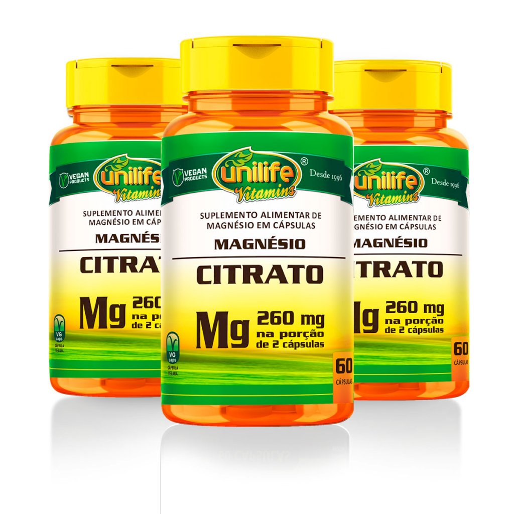 CITRATO MAGNÉSIO 260mg UNILIFE  - 60 cáps. 