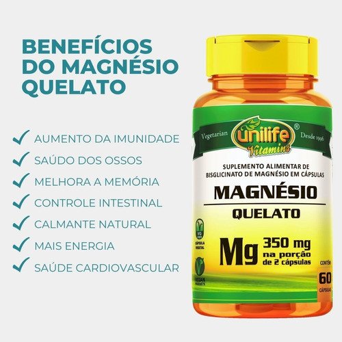 QUELATO MAGNÉSIO UNILIFE - 60 cáps.