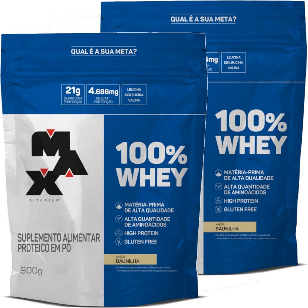 WHEY 100% MAX TITANIUM - 900g SABORES 