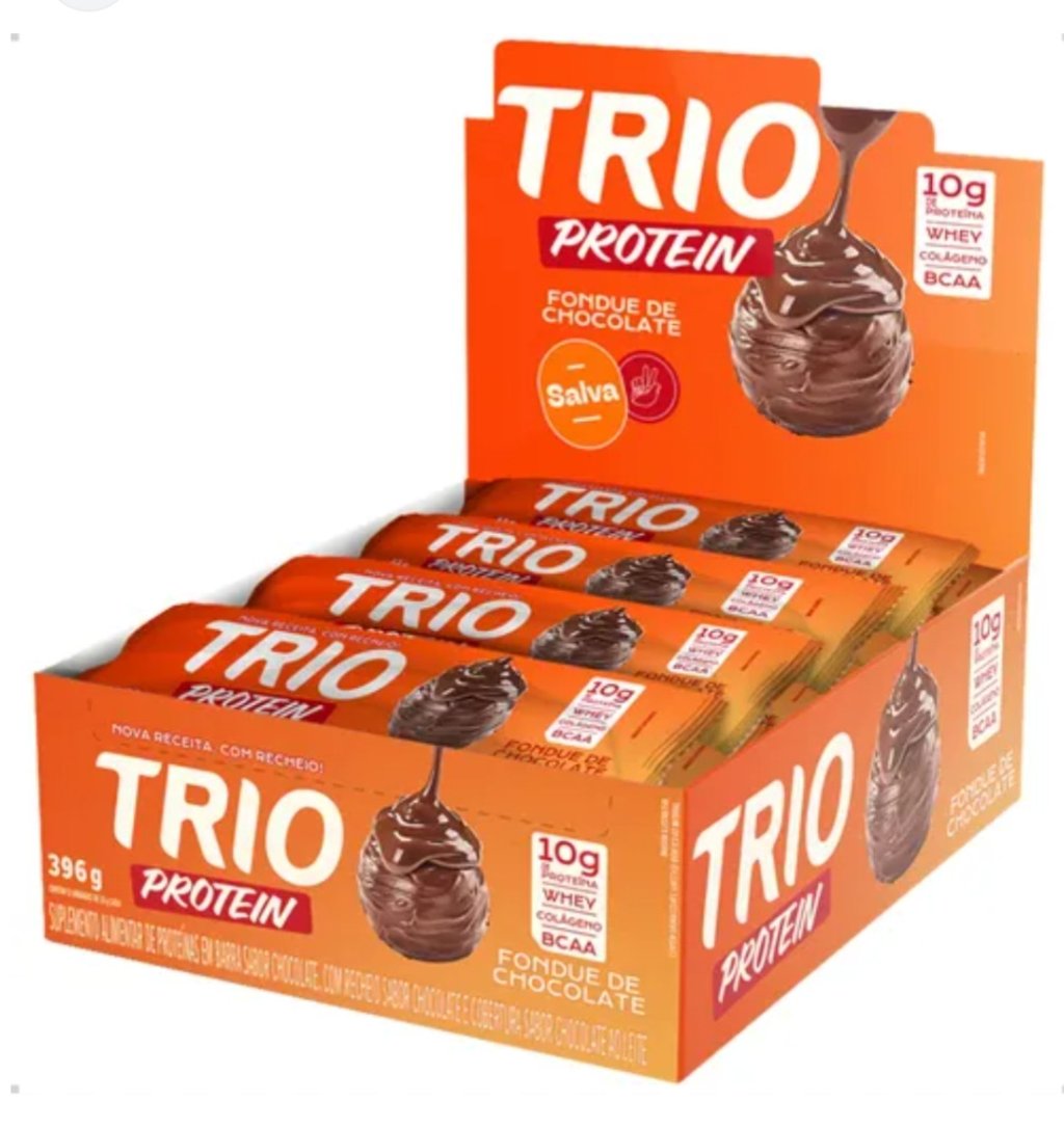 Barra de proteína sabor founde de chocolate TRIO PROTEIN 33g