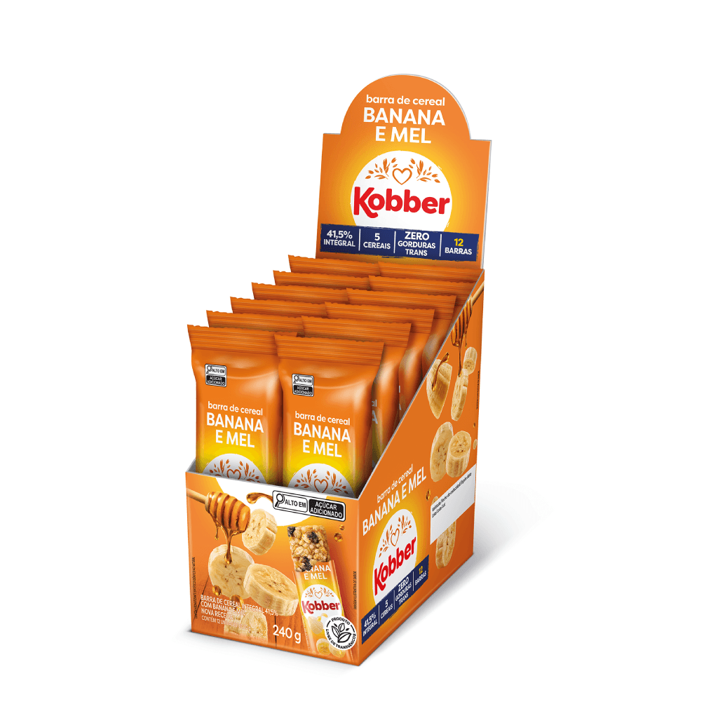 Barra de cereal sabor banana e mel KOBBER 20g