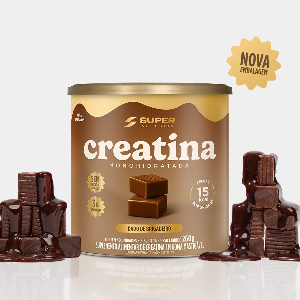 Creatina monohidratada SUPER NUTRITION dados de brigadeiro 260g