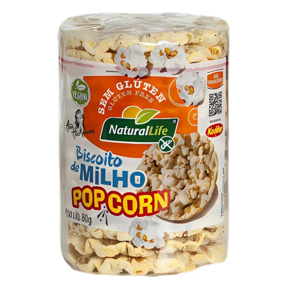 Biscoito de milho popcorno NATURAL LIFE 80g
