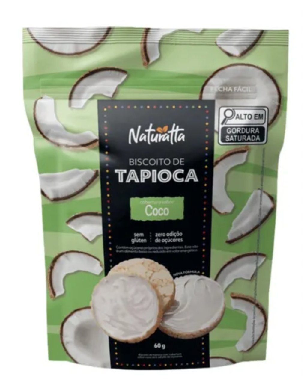 Biscoito de tapioca cobertura de coco NATURATTA 60g