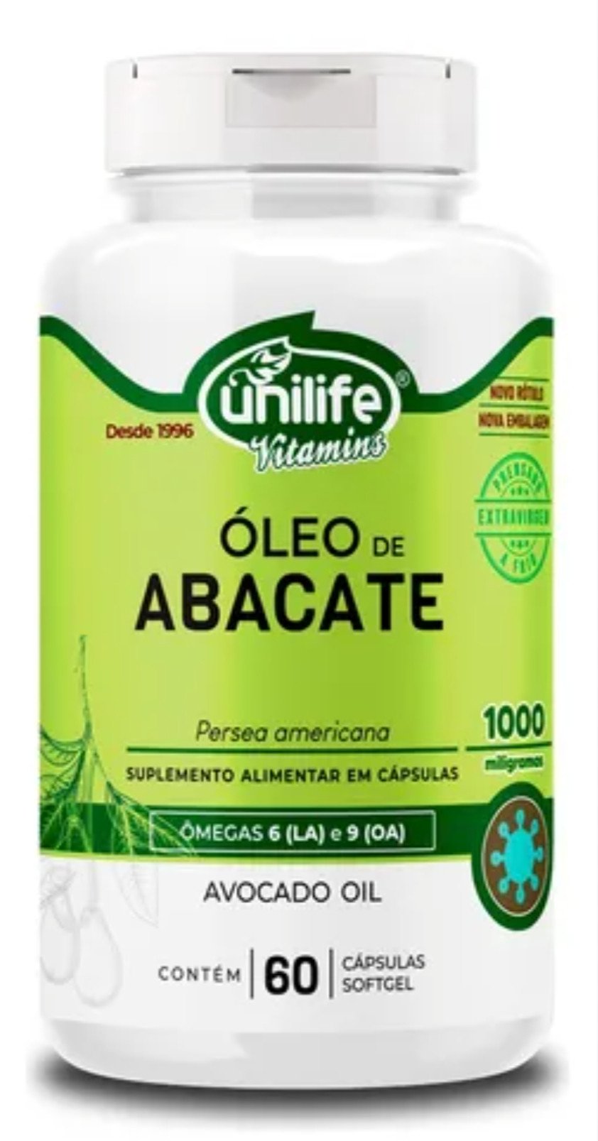 ÓLEO DE ABACATE UNILIFE - 60 cáps. 