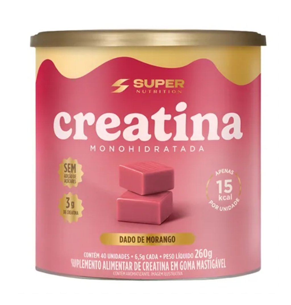 Creatina monohidratada SUPER NUTRITION dado de morango 40 unidades