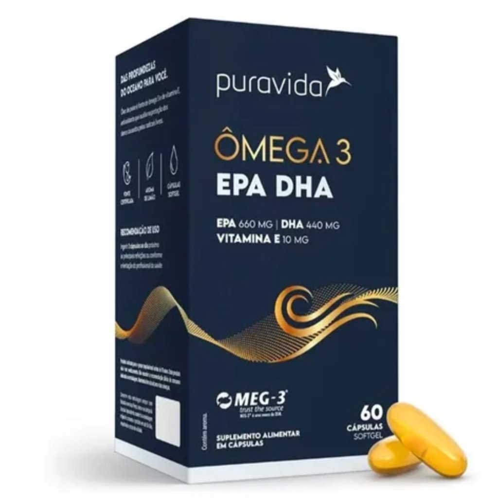 Ômega 3 EPA DHA PURA VIDA 60 e 120 caps
