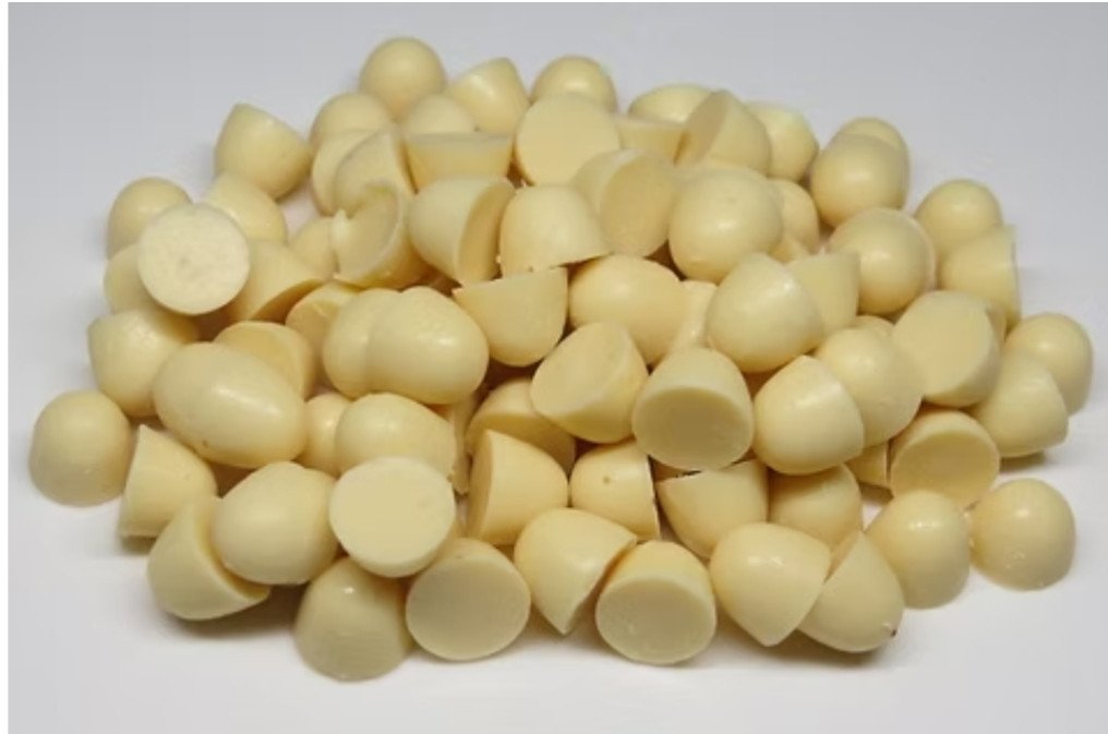 Gotas de chocolate branco vegano (zero açúcar, lactose, soja e glúten)