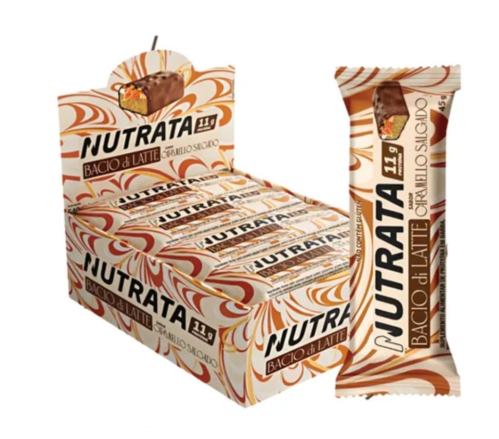 Barra de proteína NUTRATA bacio dia latte sabor caramelo salgado 45g