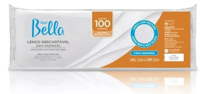 Depil bella lenço descartável para depilação com 100 unidades 