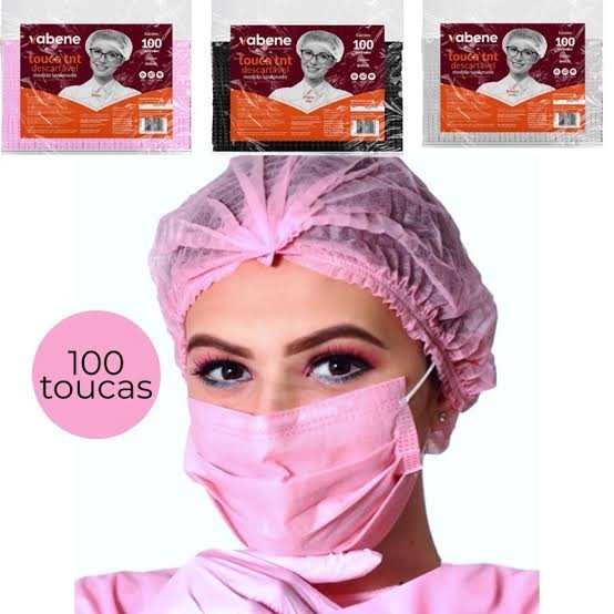Touca vabene cores variadas com 100 unidades