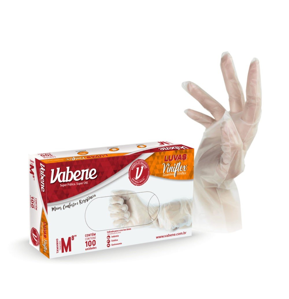 Luva vinil vabene 100 unidades 