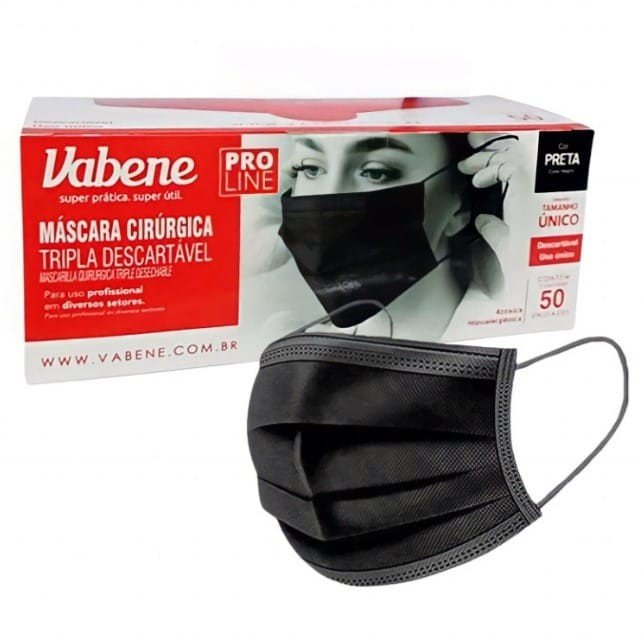 Máscara vabene com 50 unidades cores variadas 