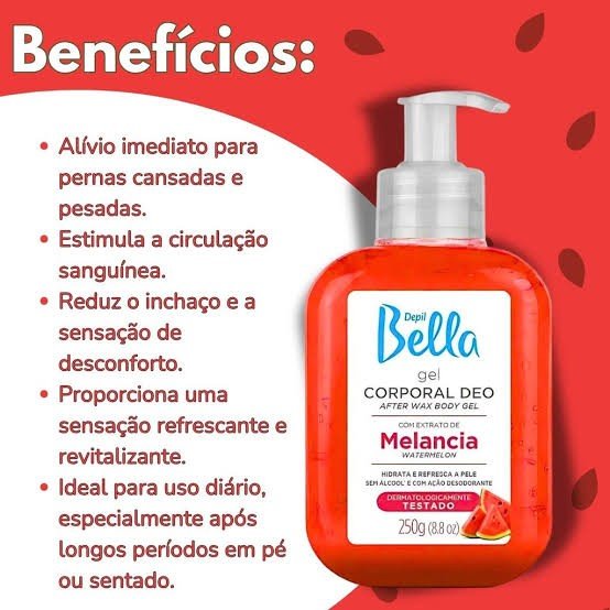 Gel corporal calmante melancia depil bella