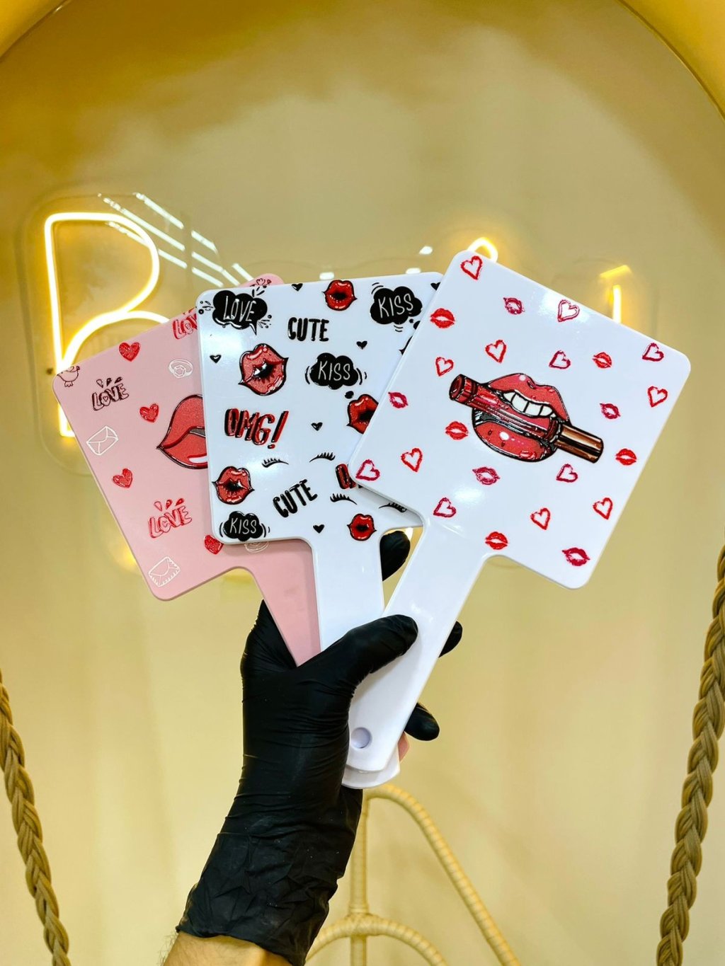 Espelho quadrado de mão 