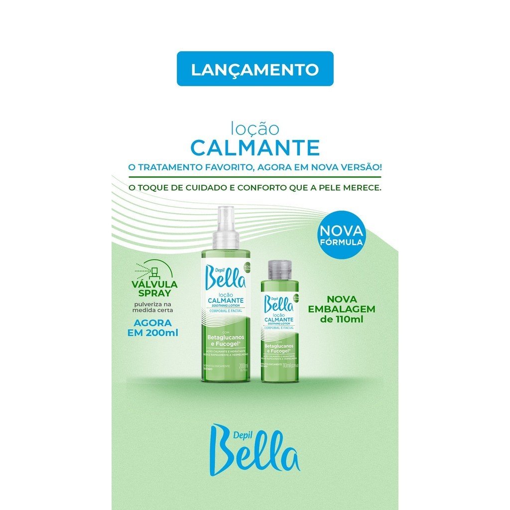 LOÇÃO FACIAL COM BETAGLUCANOS DEPIL BELLA - CALMANTE E HIDRATANTE 110ML