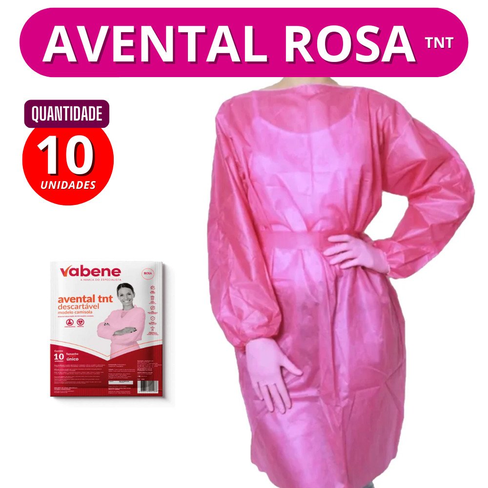 Avental rosa tnt com 10 unidades 