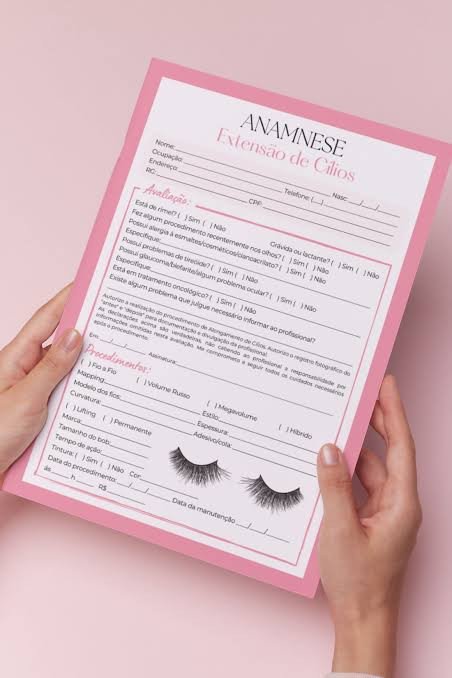 Ficha de avaliação anamnese- cílios ou micro