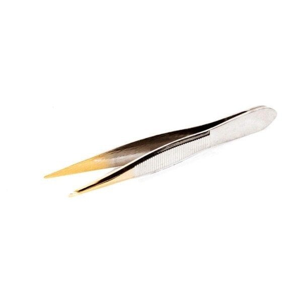 pinça edel ponta fina banhada a ouro 9cm