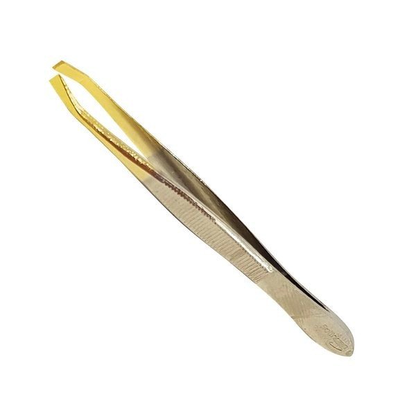 pinça edel ponta chanfrada banhada a ouro 9cm