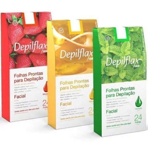 Folhas Prontas Faciais Depilflax C/ 24 Und depilflax