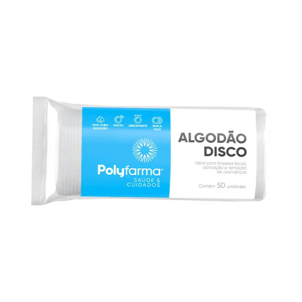Algodão em disco polyfarma tamanhos variados