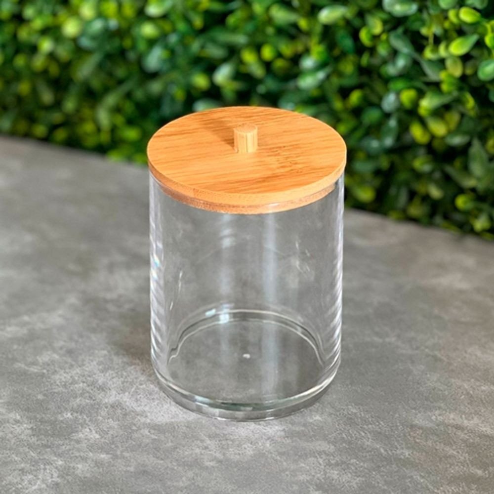 Pote acrilico tampa bambu fake