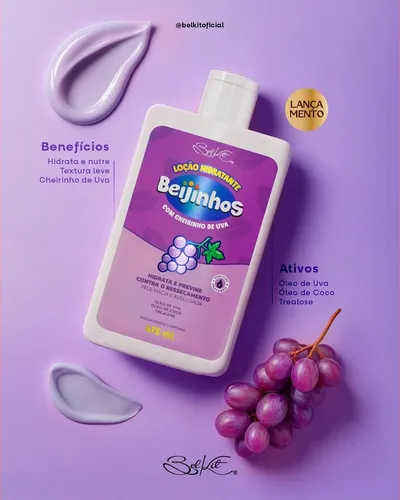 Hidratante Beijinhos Uva, Morango e Melancia