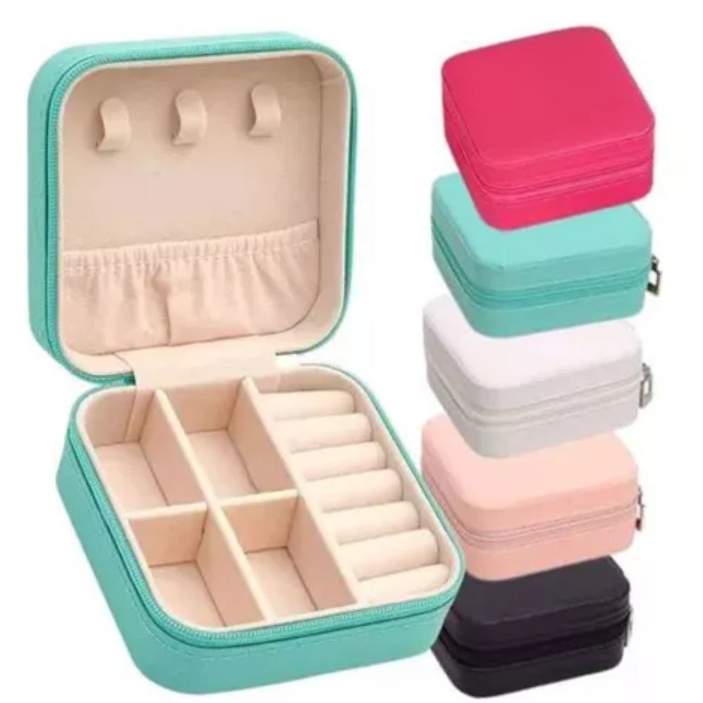 Mini Porta Joias Portátil Estojo Com Zíper - CONSULTAR CORES DISPONÍVEIS