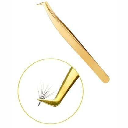 Pinça cilios fada clor curva martelo dourada