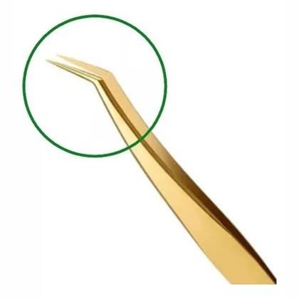 Pinça cilios curva fada clor dourada