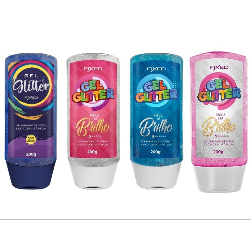 Gel Glitter Fixed Corpo e Cabelo Secagem Rápida 200g 