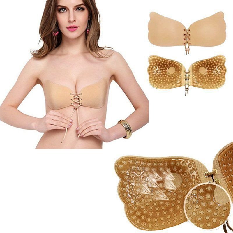 Sutiã adesivo invisível com bojo push up - junta e levanta seios - Freebra