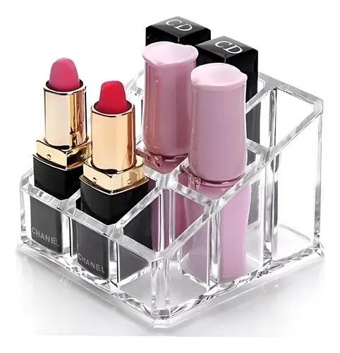 Organizador De Acrílico P/ 9 Batons Batom Maquiagem Transparente