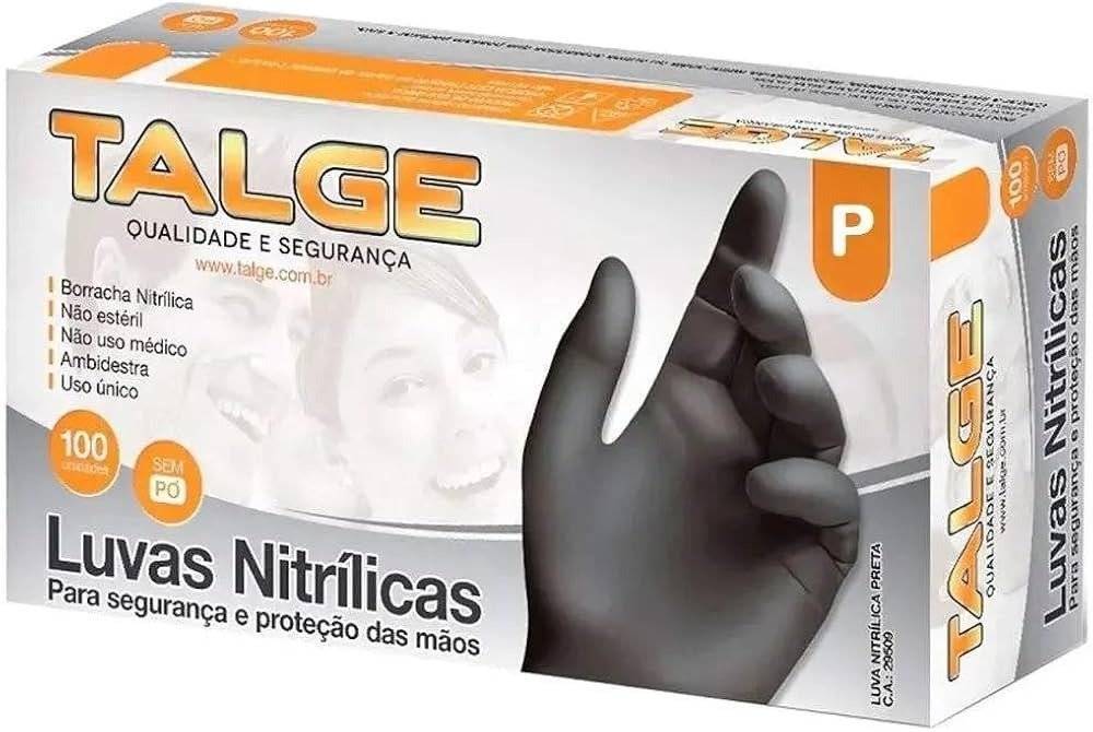 Luva nitrilica Tamanho M talge com 100 unidades