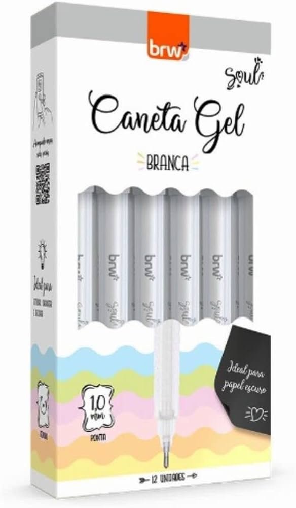 Caneta gel branca brw unidade