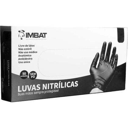 luva nitrilica IMBAT 50 uni Preta 7 (P)