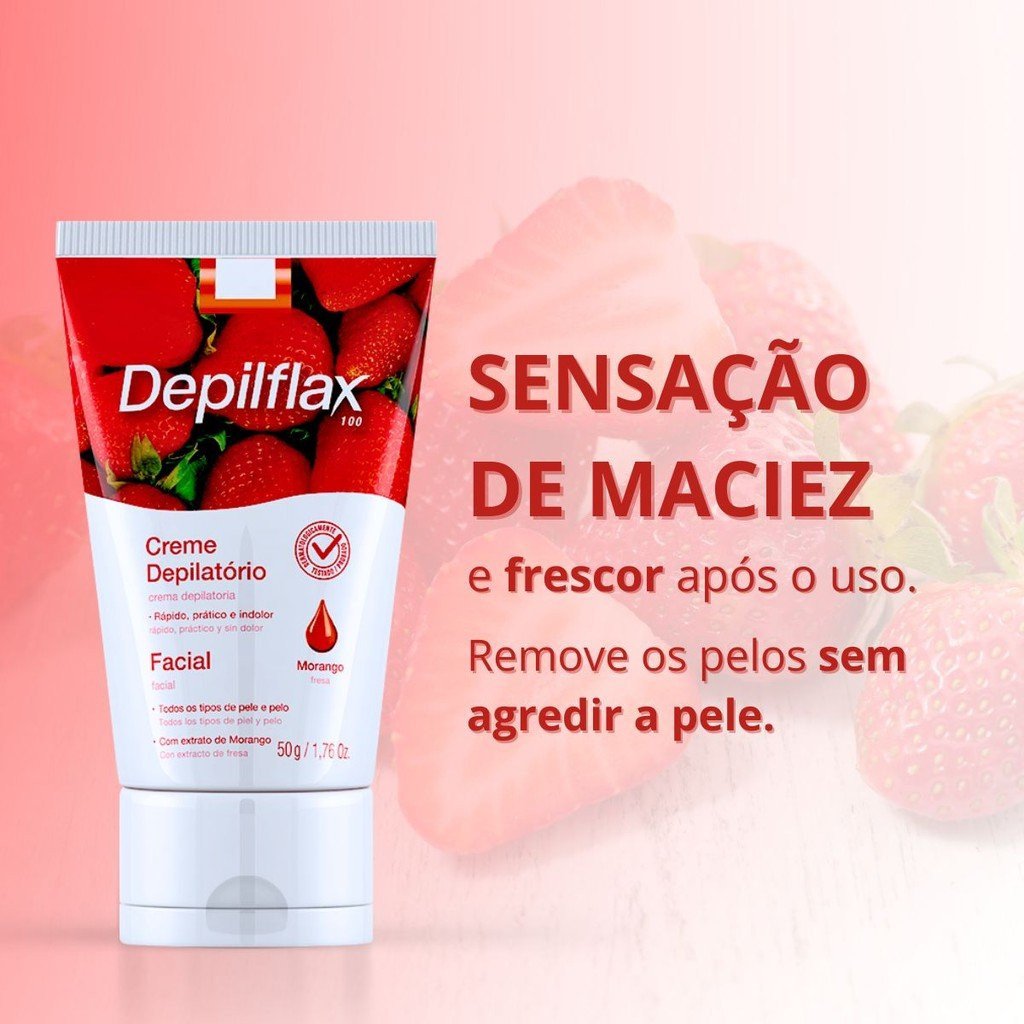 Creme depilatorio morango tamanhos variados
