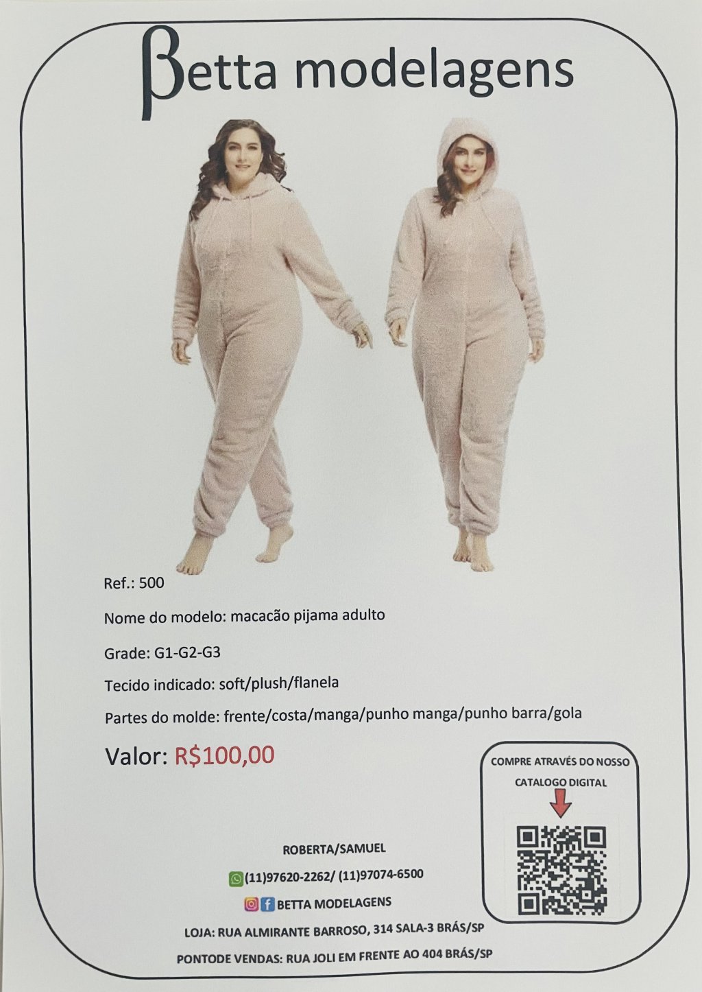 REF.500 Macacão pijama plus size