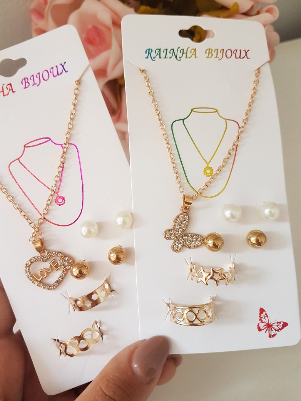 Cartela Colar + Brinco + Anel