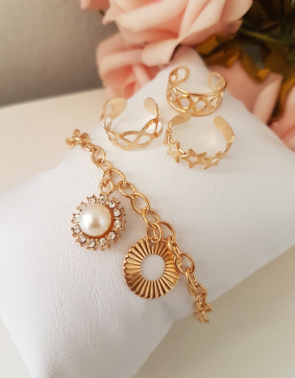 Cartela Pulseira + Anel ( 8-4 Perola )