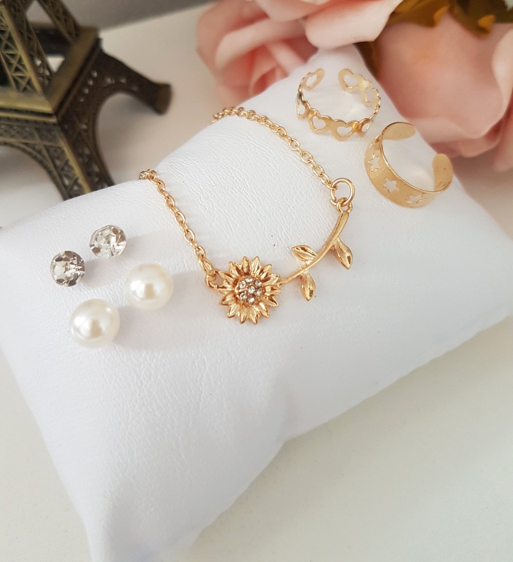 Cartela Colar + Anel + Brinco ( 10-3 Dourado )