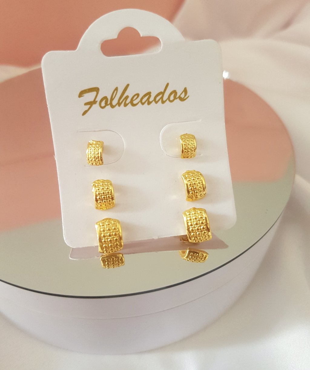 Trio De Brincos - Folheado