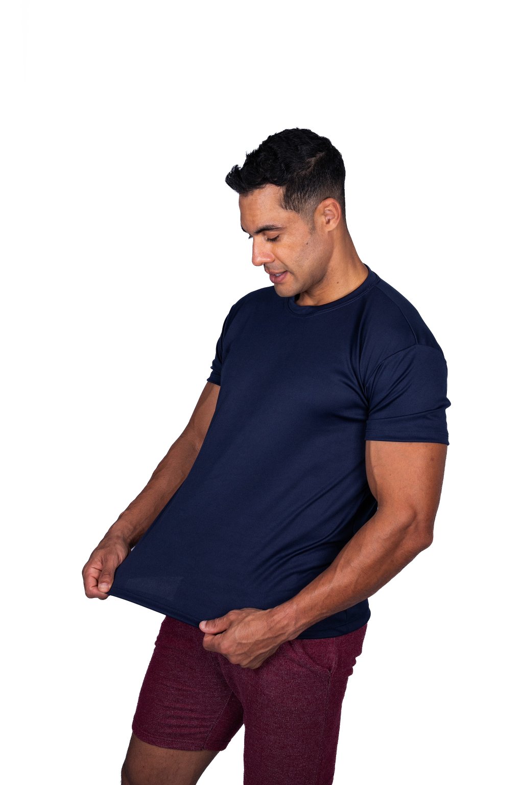Camiseta Masculina Slim Azul 100% poliéster 