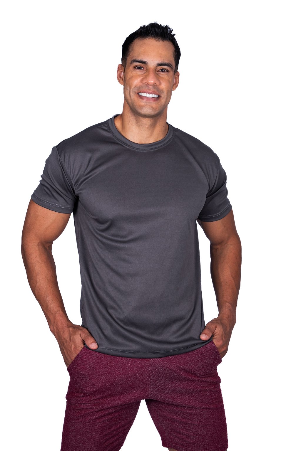 Camiseta Masculina Slim Cinza 100% poliéster 